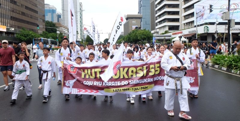 Rayakan HUT ke-55 Gokasi, Ratusan Karateka Longmarch